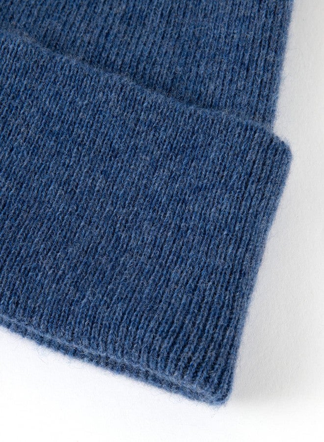 Lallier Unisex 100% Pure Cashmere Beanie, Ribbed Cuffed Hat Warm Soft with Gift Box for Women and Men (Navy Blue) - Image 4